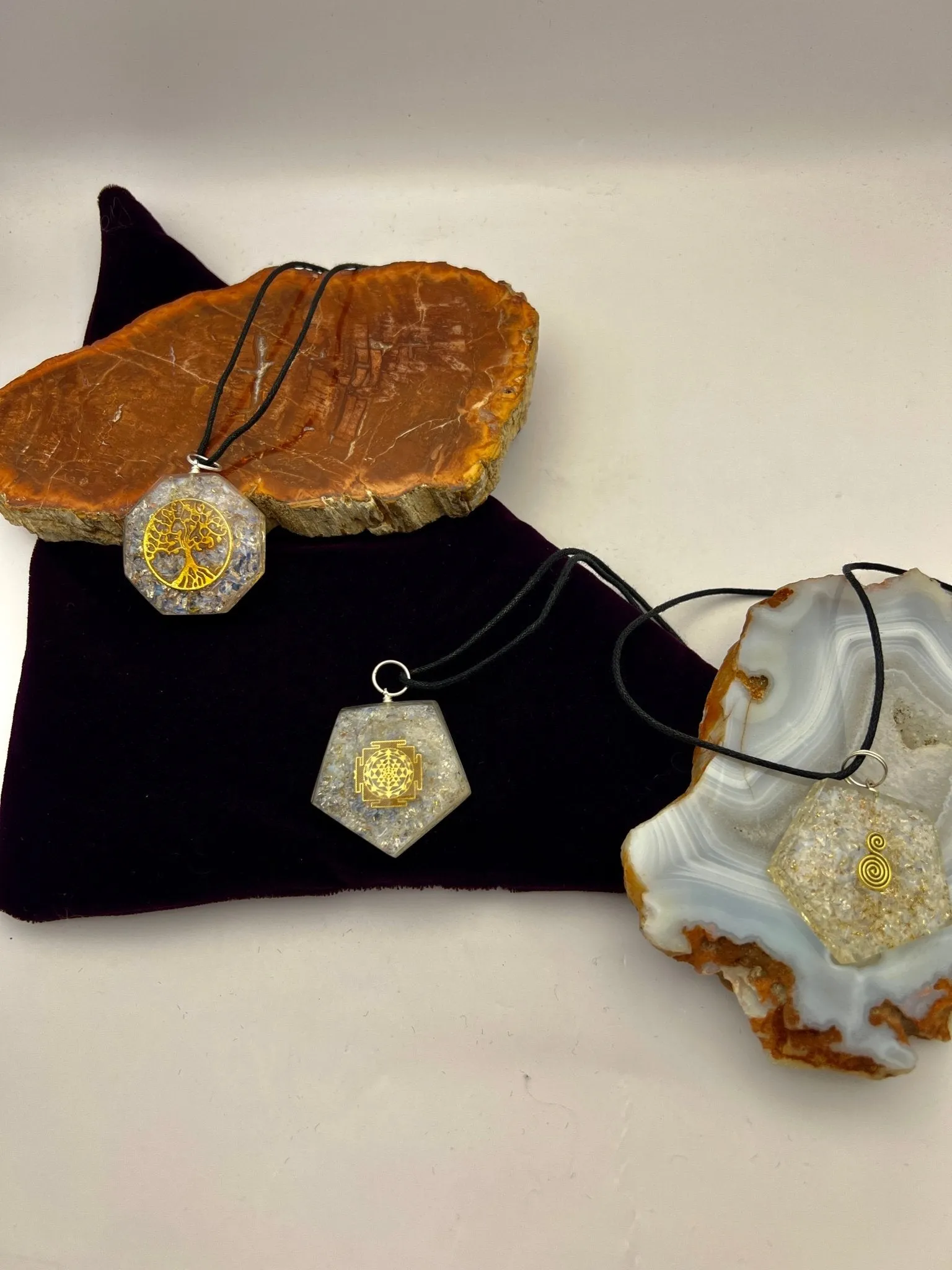 Orgonite Gemstone Pendants with Cord