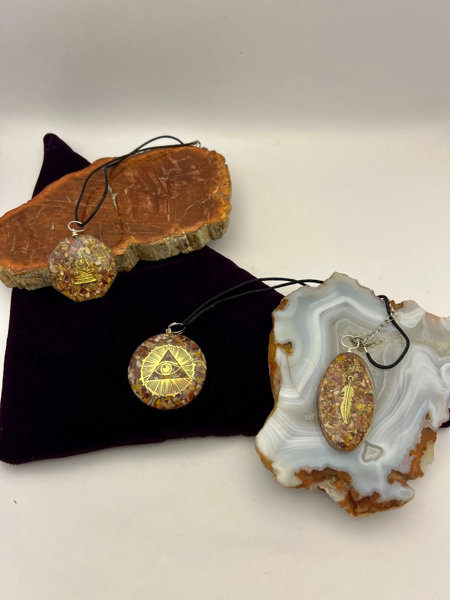 Orgonite Gemstone Pendants with Cord