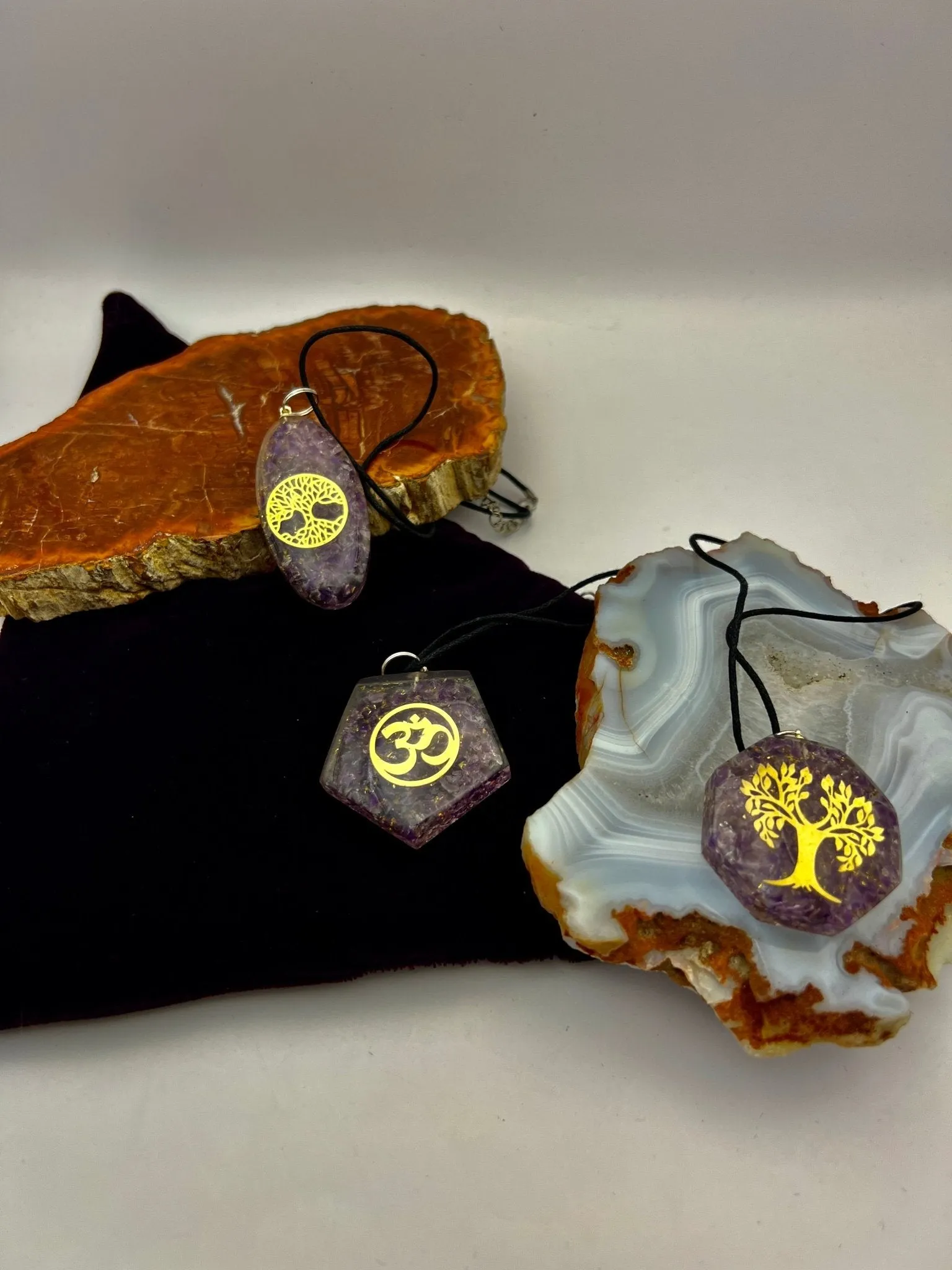 Orgonite Gemstone Pendants with Cord