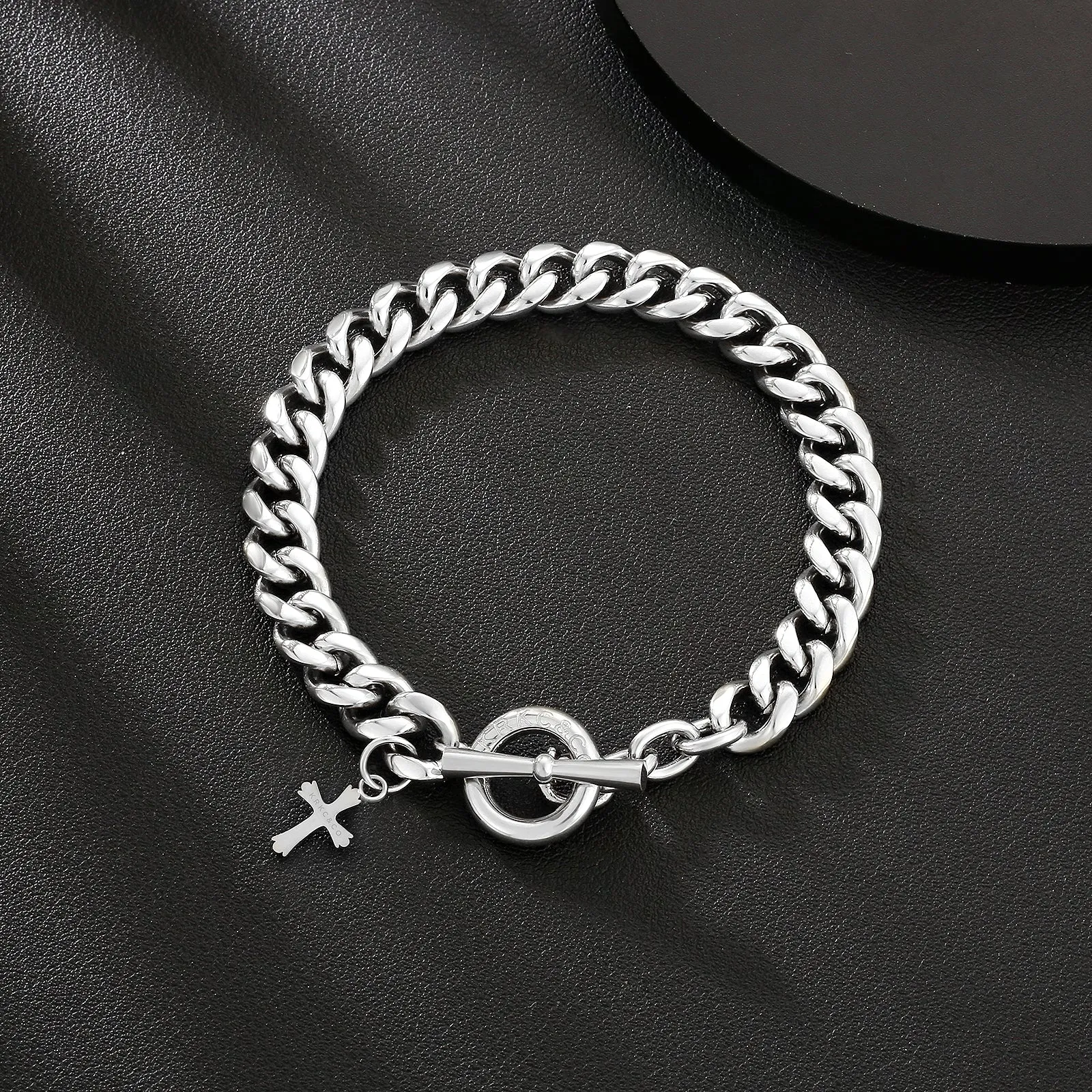 OT Toggle Clasp Stainless Steel Curb Link  Bracelet