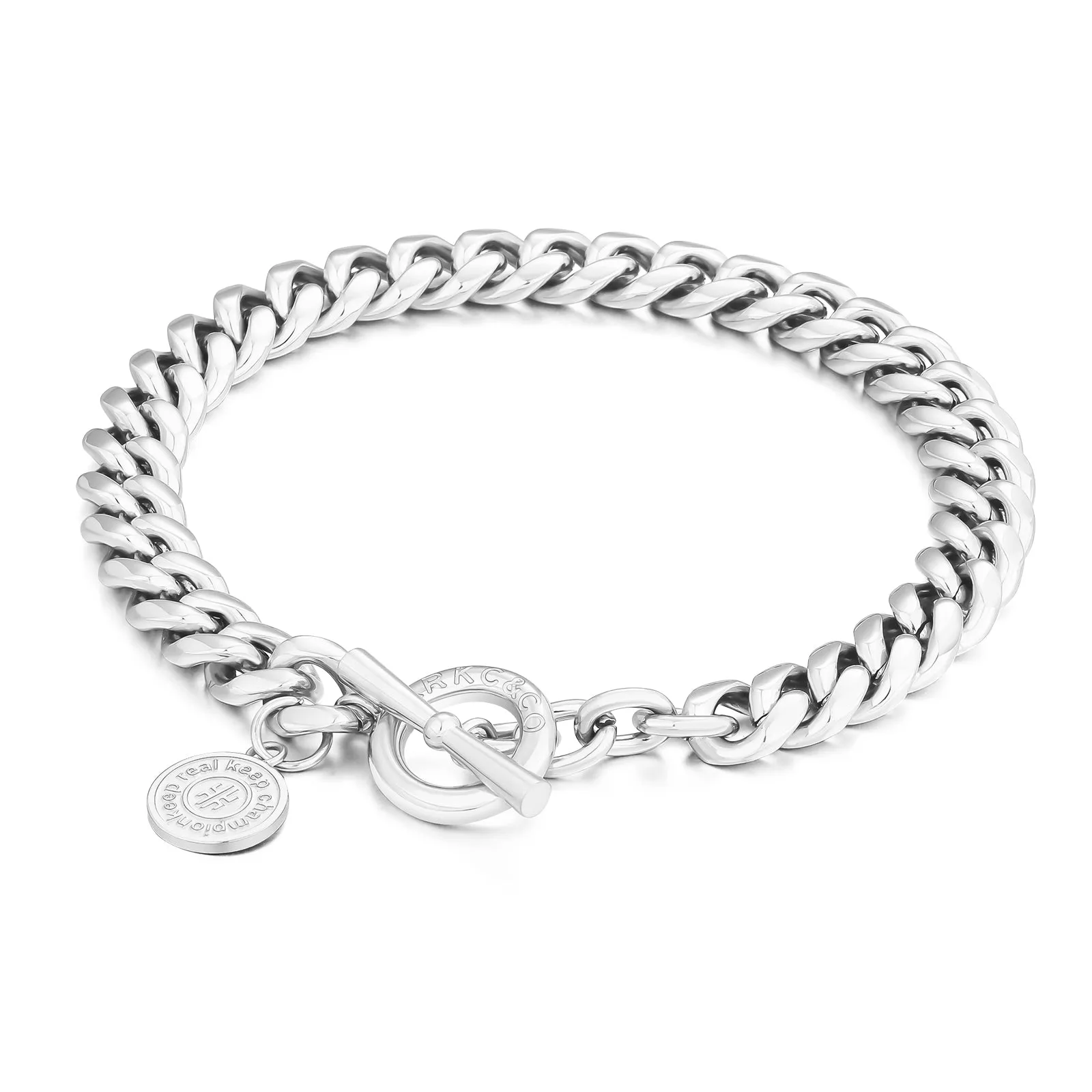 OT Toggle Clasp Stainless Steel Curb Link  Bracelet