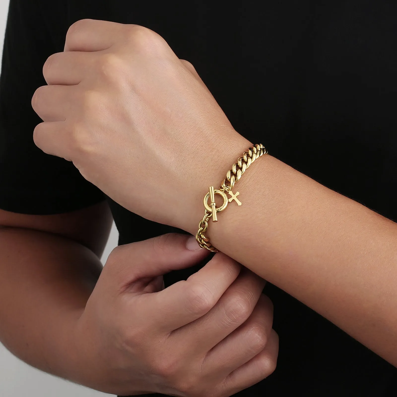 OT Toggle Clasp Stainless Steel Curb Link  Bracelet