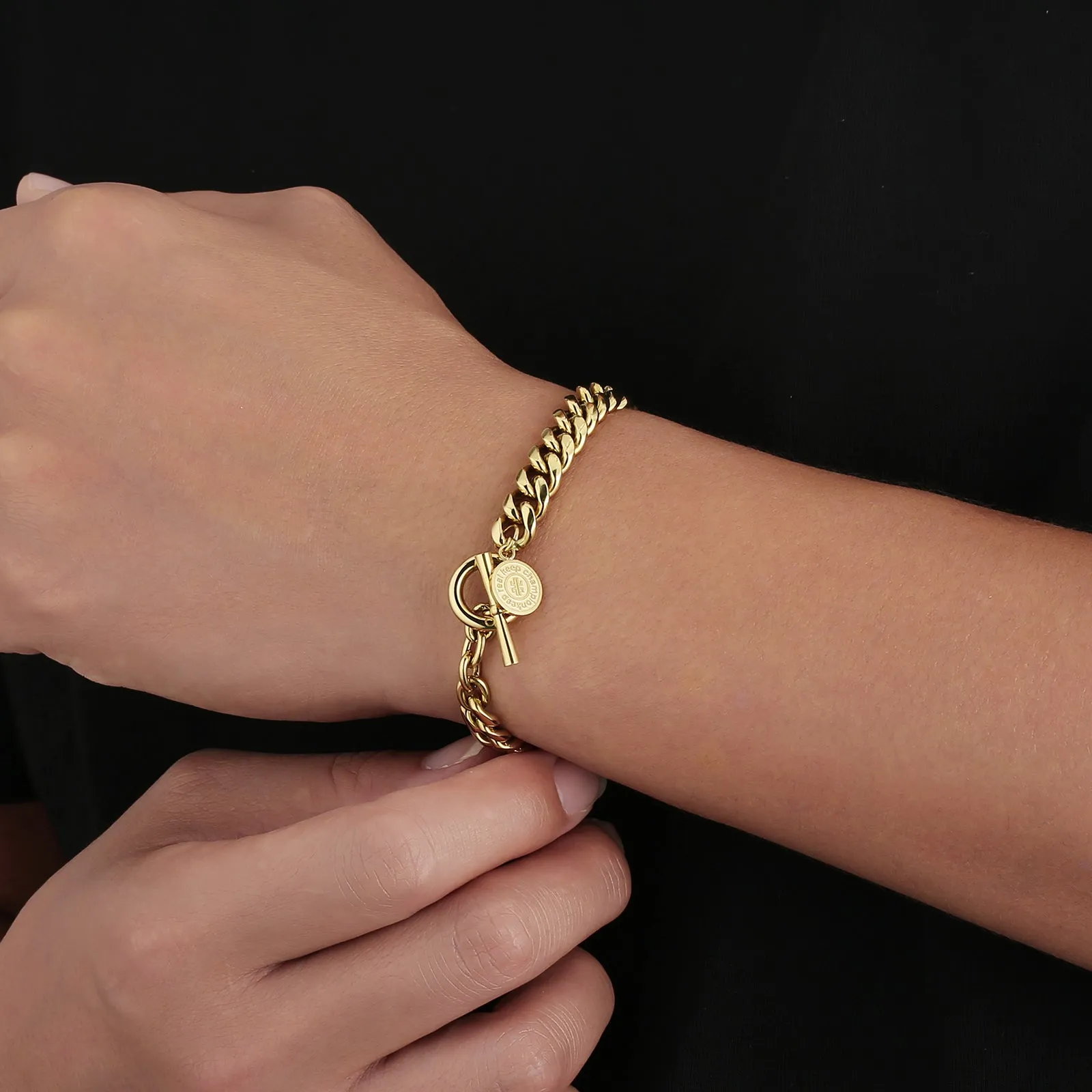 OT Toggle Clasp Stainless Steel Curb Link  Bracelet