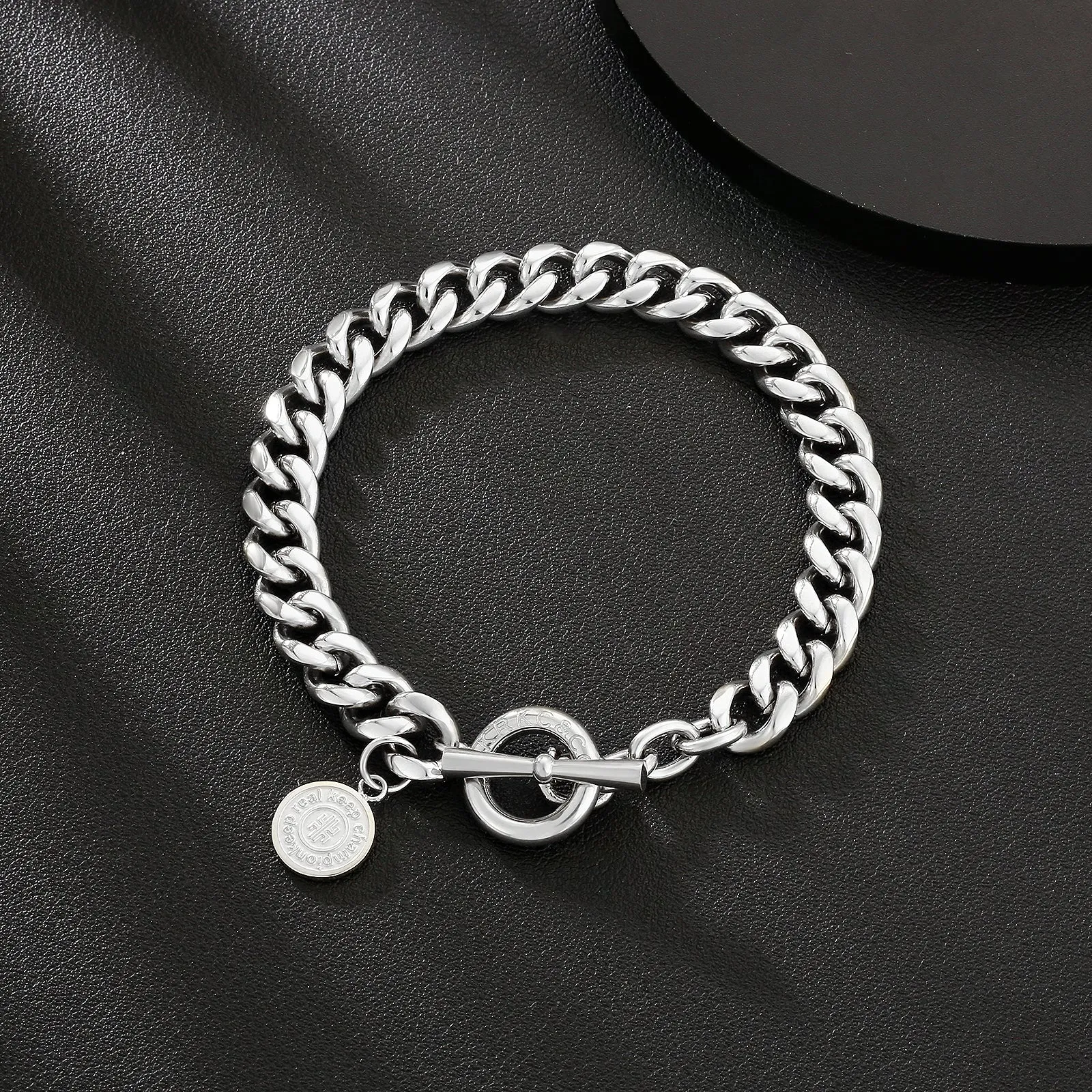 OT Toggle Clasp Stainless Steel Curb Link  Bracelet