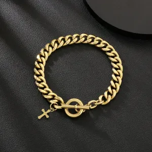 OT Toggle Clasp Stainless Steel Curb Link  Bracelet