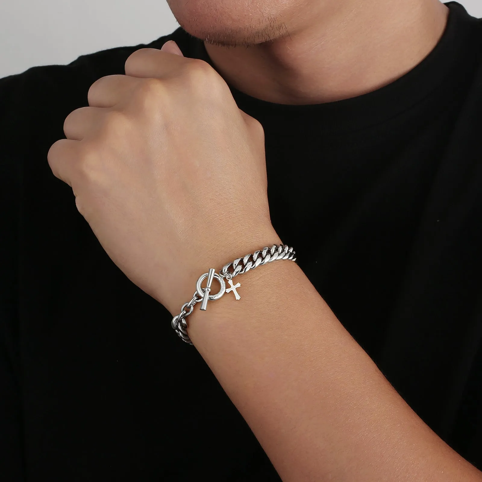 OT Toggle Clasp Stainless Steel Curb Link  Bracelet