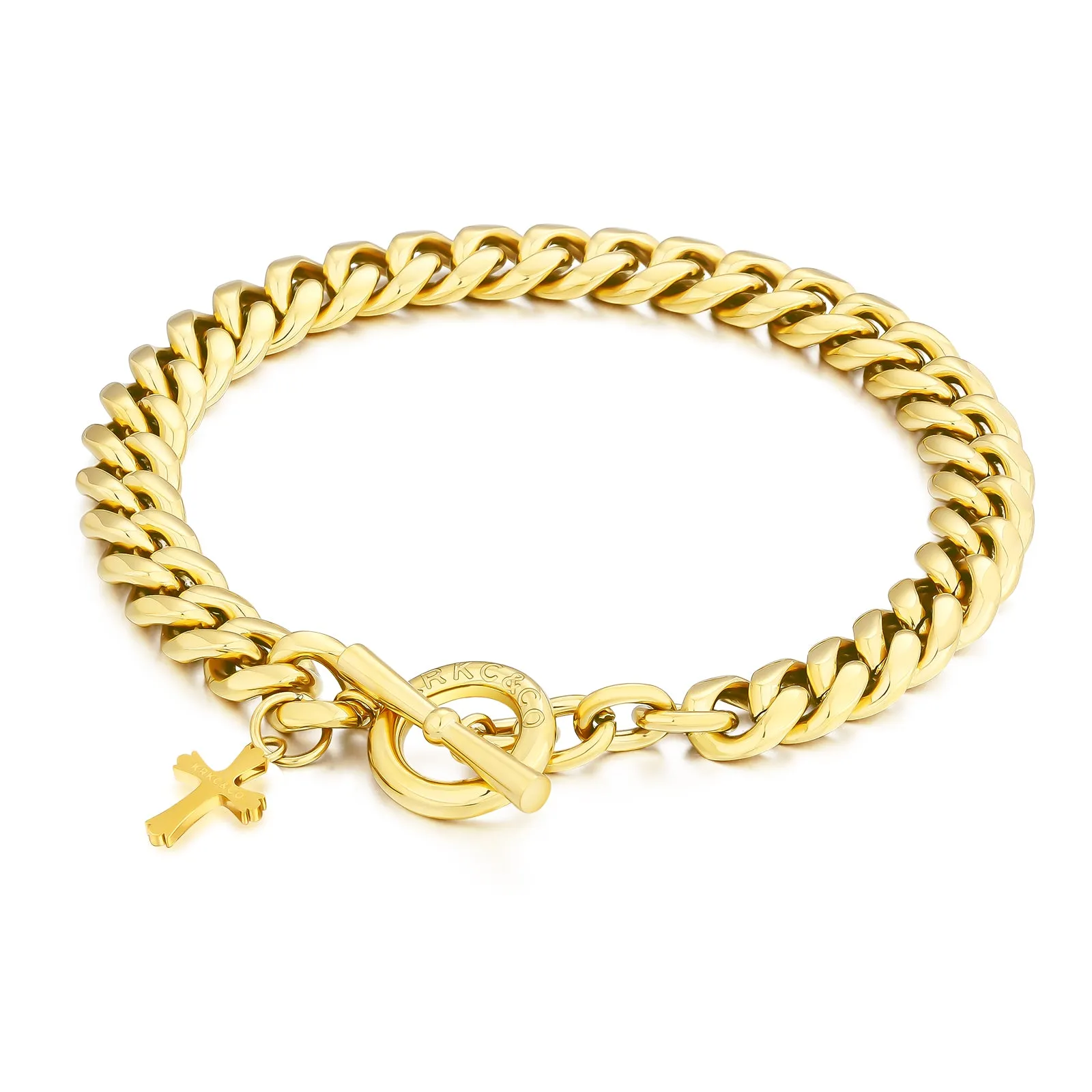 OT Toggle Clasp Stainless Steel Curb Link  Bracelet