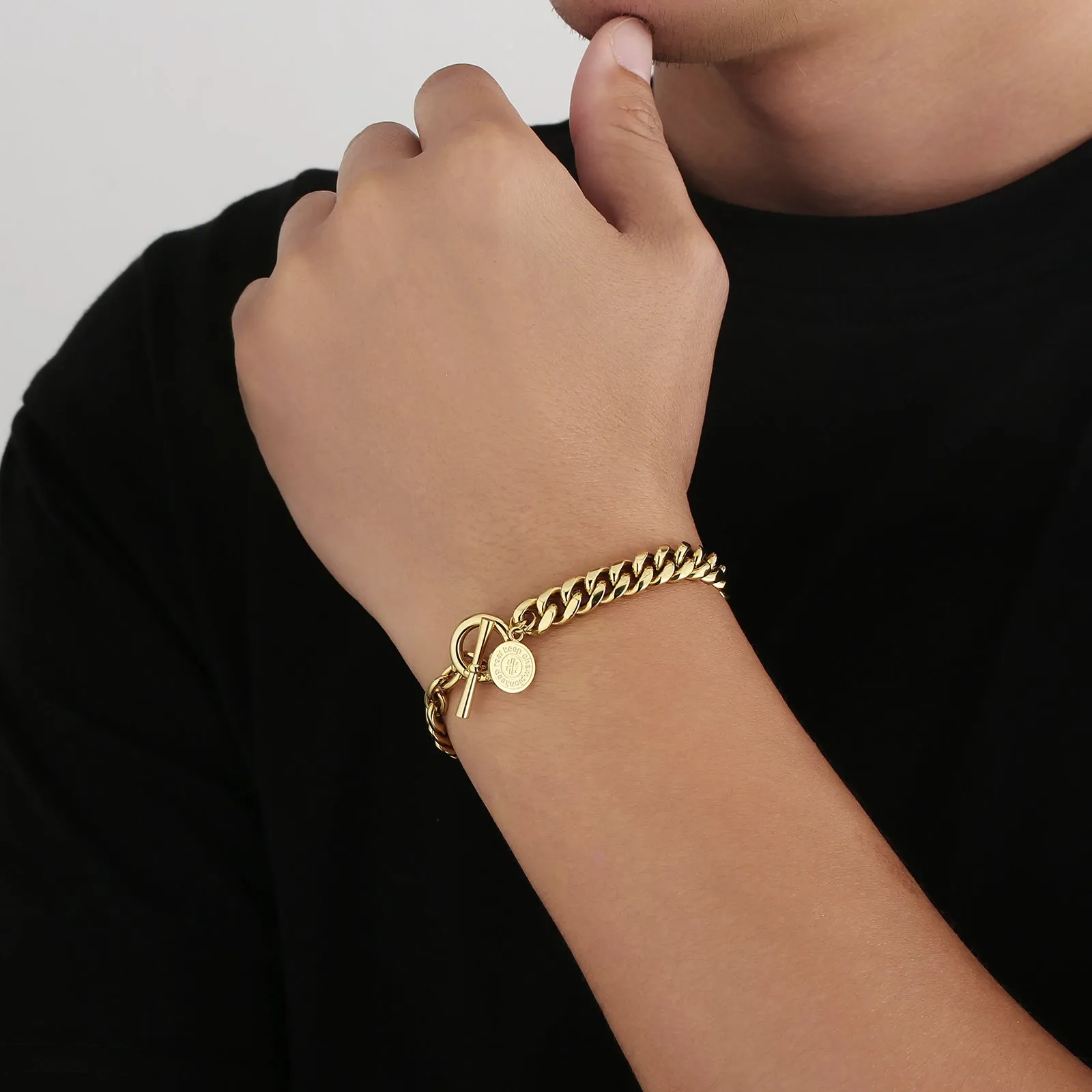 OT Toggle Clasp Stainless Steel Curb Link  Bracelet