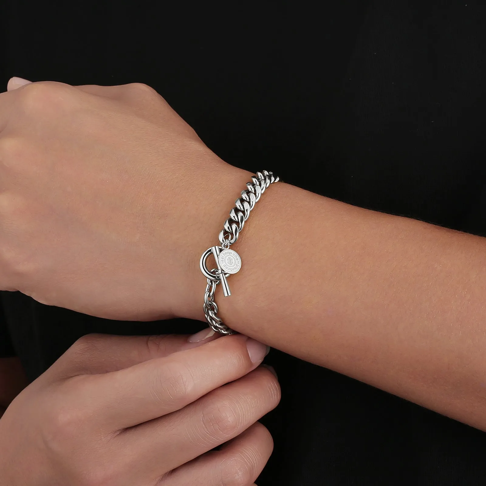 OT Toggle Clasp Stainless Steel Curb Link  Bracelet