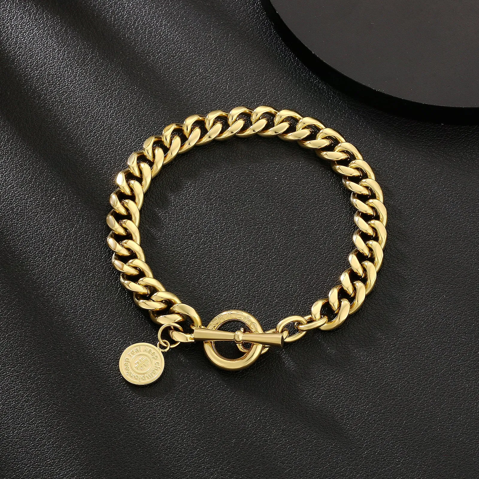 OT Toggle Clasp Stainless Steel Curb Link  Bracelet