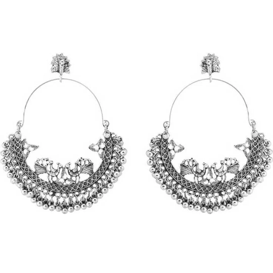Pack of 2 Oxidized Mirror Chandelier and Hoop Earrings
