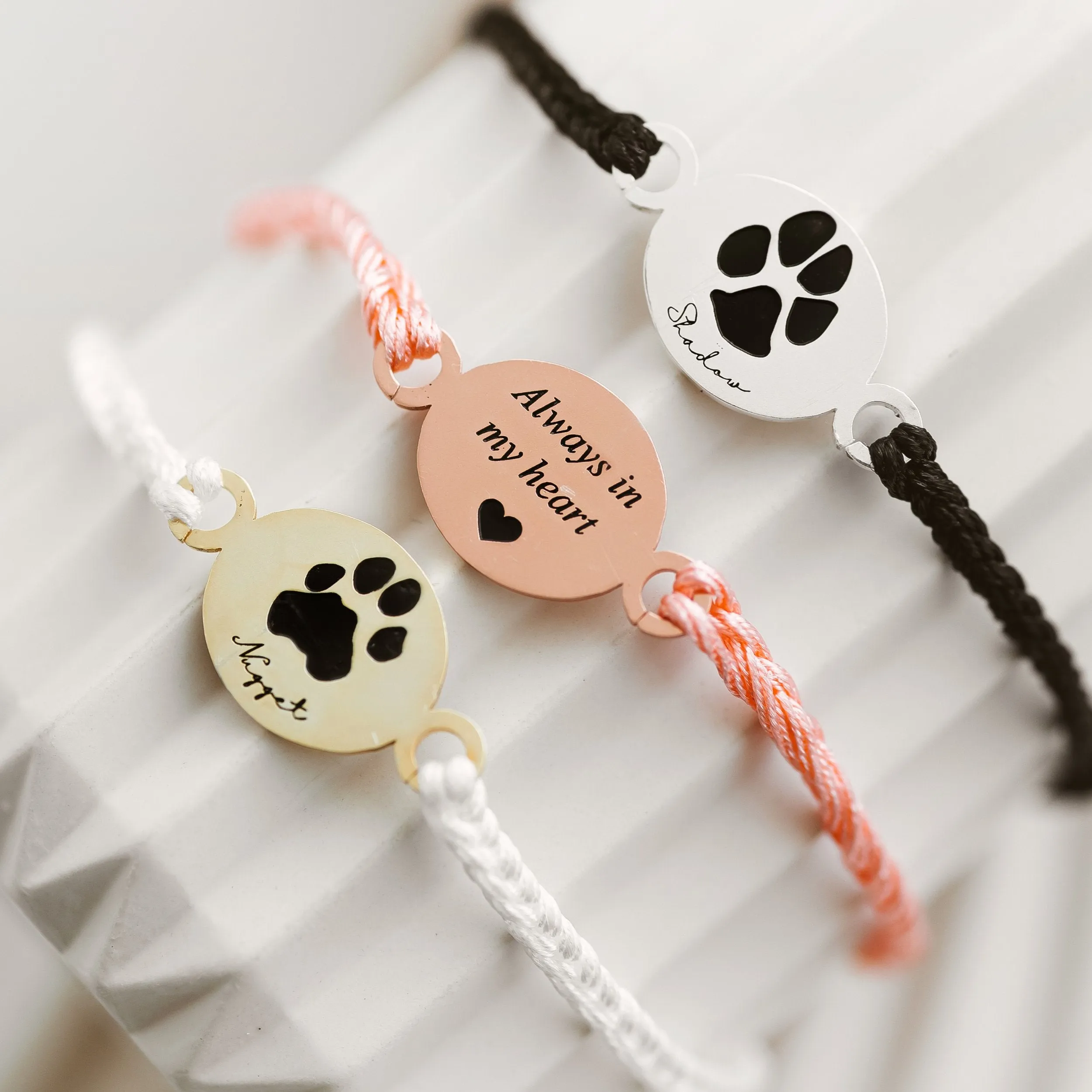 Paw print braided bracelet