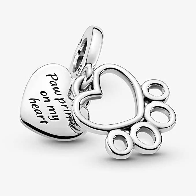 Paw Print Memorial Dangle Pendant Charm
