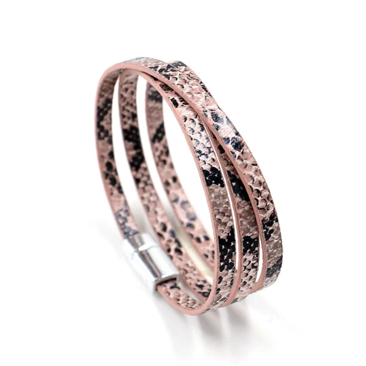 Pink Serpentine Layered 0.2'' Bracelet