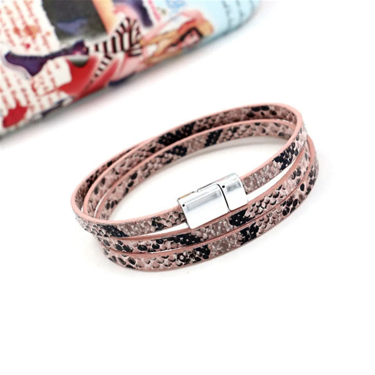 Pink Serpentine Layered 0.2'' Bracelet