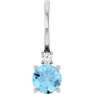 Platinum Natural Aquamarine & .015 CT Natural Diamond Charm/Pendant