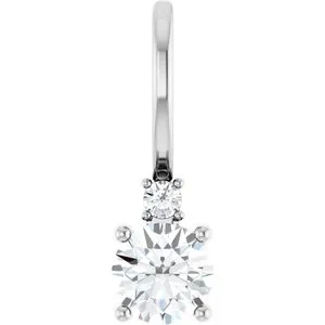 Platinum Natural White Sapphire & .015 CT Natural Diamond Charm/Pendant