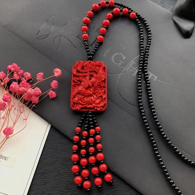 Powerful Red Pendant Vintage Necklace