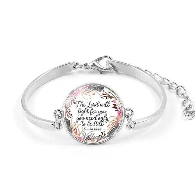Psalm Bracelet  Art Picture Print Glass Dome Charms Bracelet