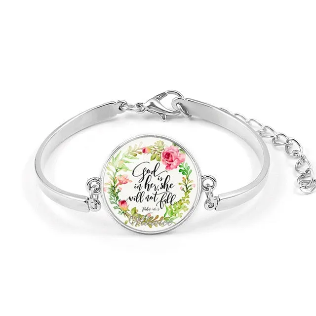 Psalm Bracelet  Art Picture Print Glass Dome Charms Bracelet