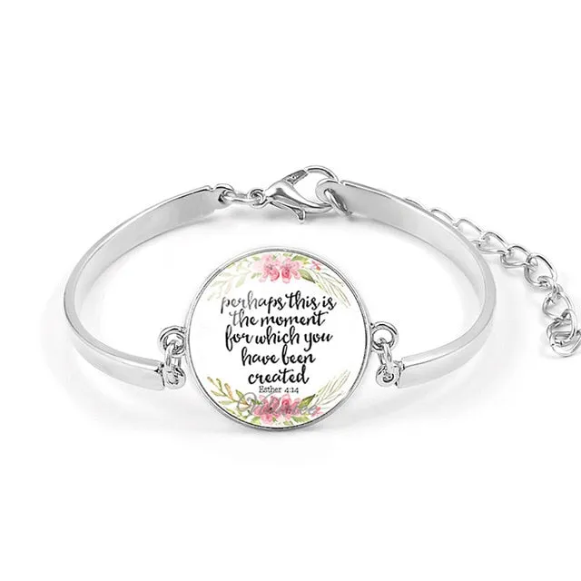 Psalm Bracelet  Art Picture Print Glass Dome Charms Bracelet