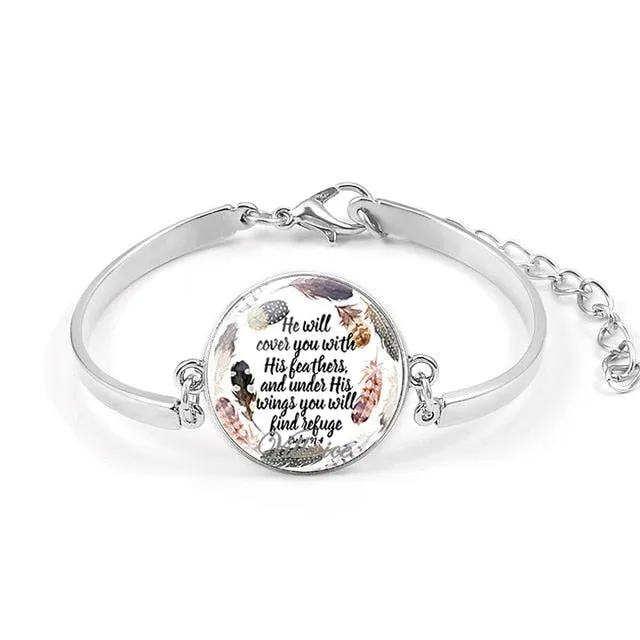 Psalm Bracelet  Art Picture Print Glass Dome Charms Bracelet
