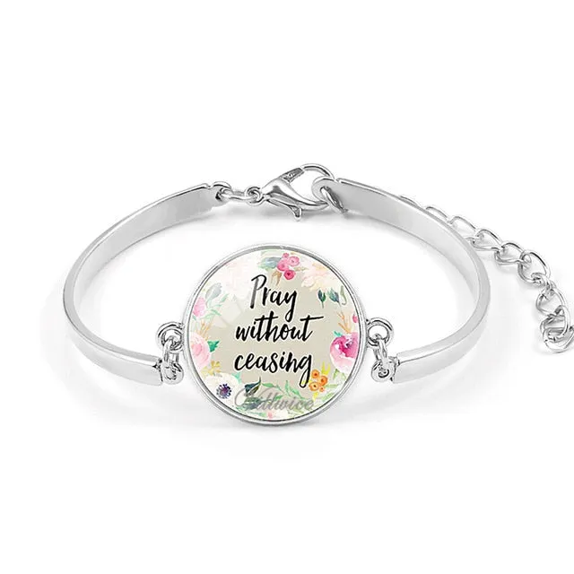 Psalm Bracelet  Art Picture Print Glass Dome Charms Bracelet