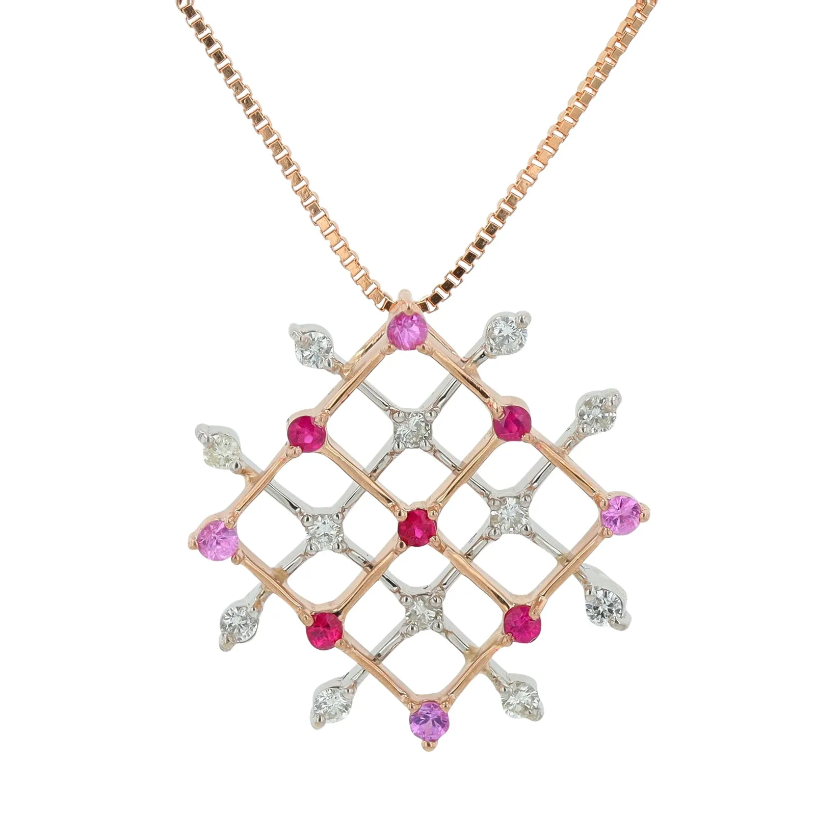 PT900 & 18K YG Multi Gemstone Pendant