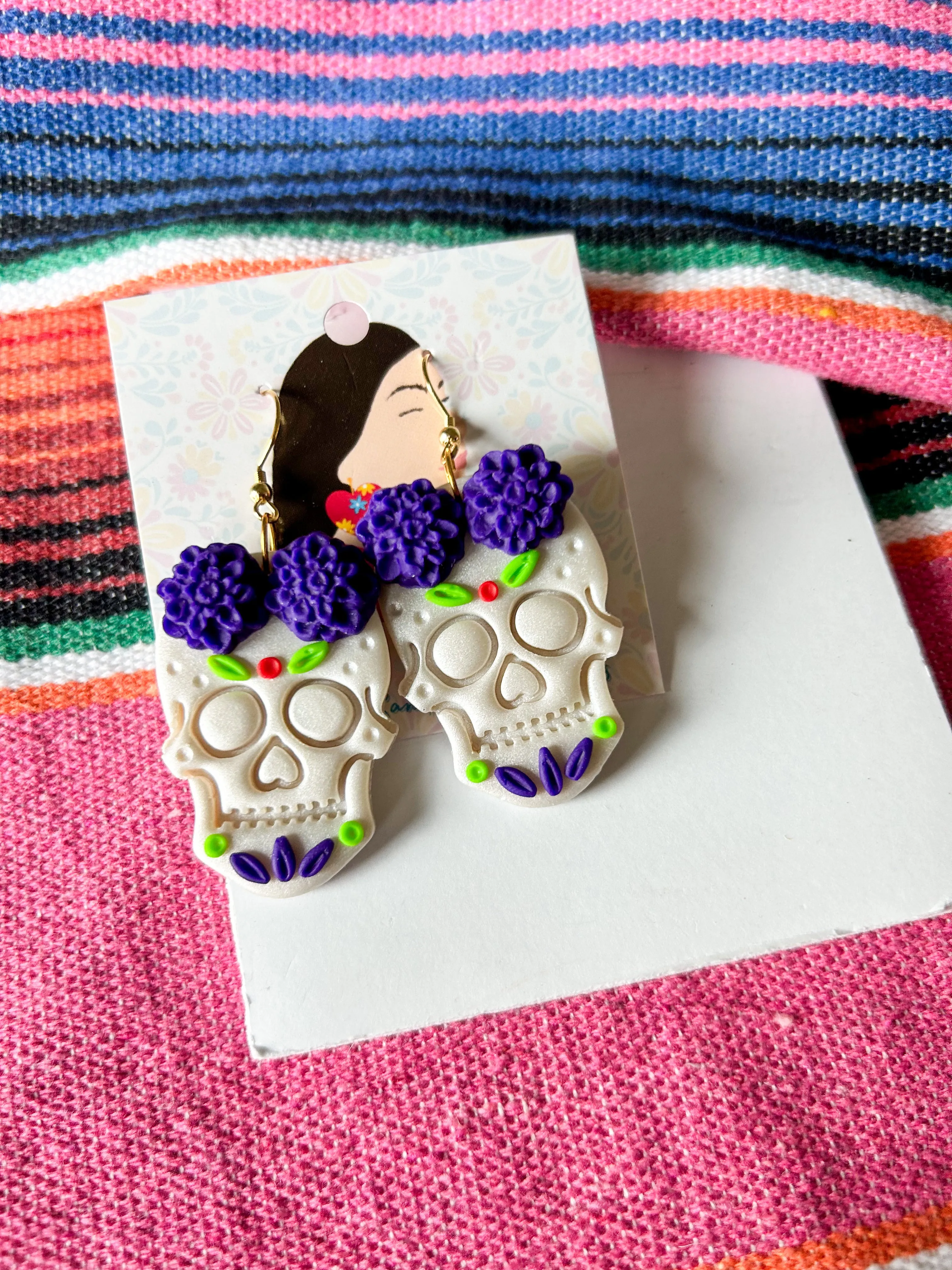 Purple and Green Marigold Sugar Skull