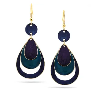 PURPLE AND TURQUOISE MIX PATINA FINISHED DROP EARRINGS #ER7911 BLUE MIX (BC4)