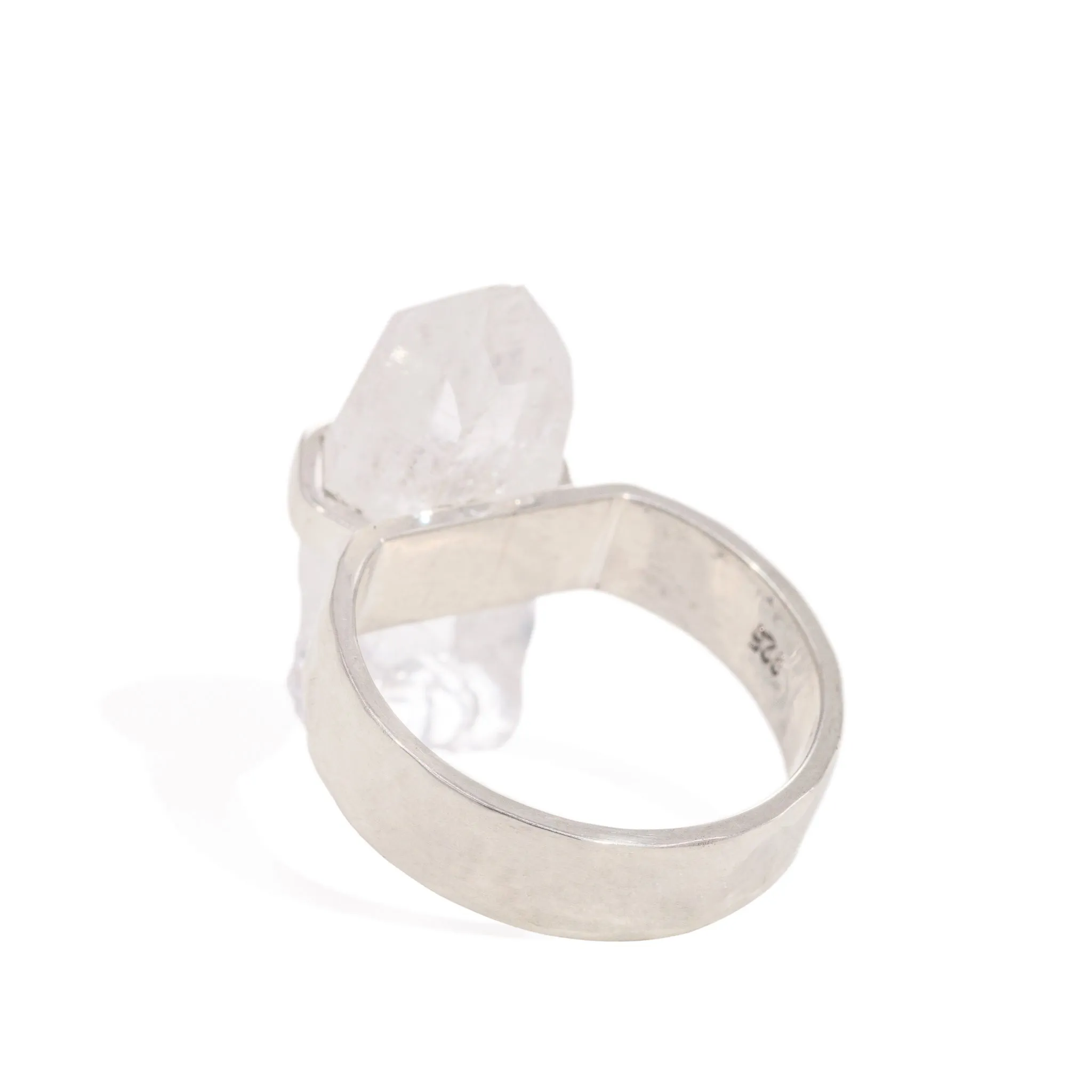 Quartz 10.78 Carat Sterling Silver Handcrafted Natural Crystal Ring