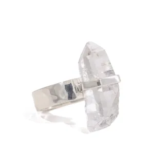 Quartz 10.78 Carat Sterling Silver Handcrafted Natural Crystal Ring