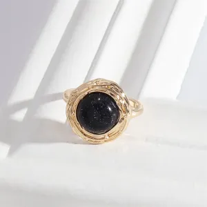 Quartz & 18K Gold-Plated Round Coil Ring