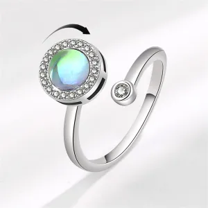 Quartz & Cubic Zirconia Rotating Hola Round Bypass Ring