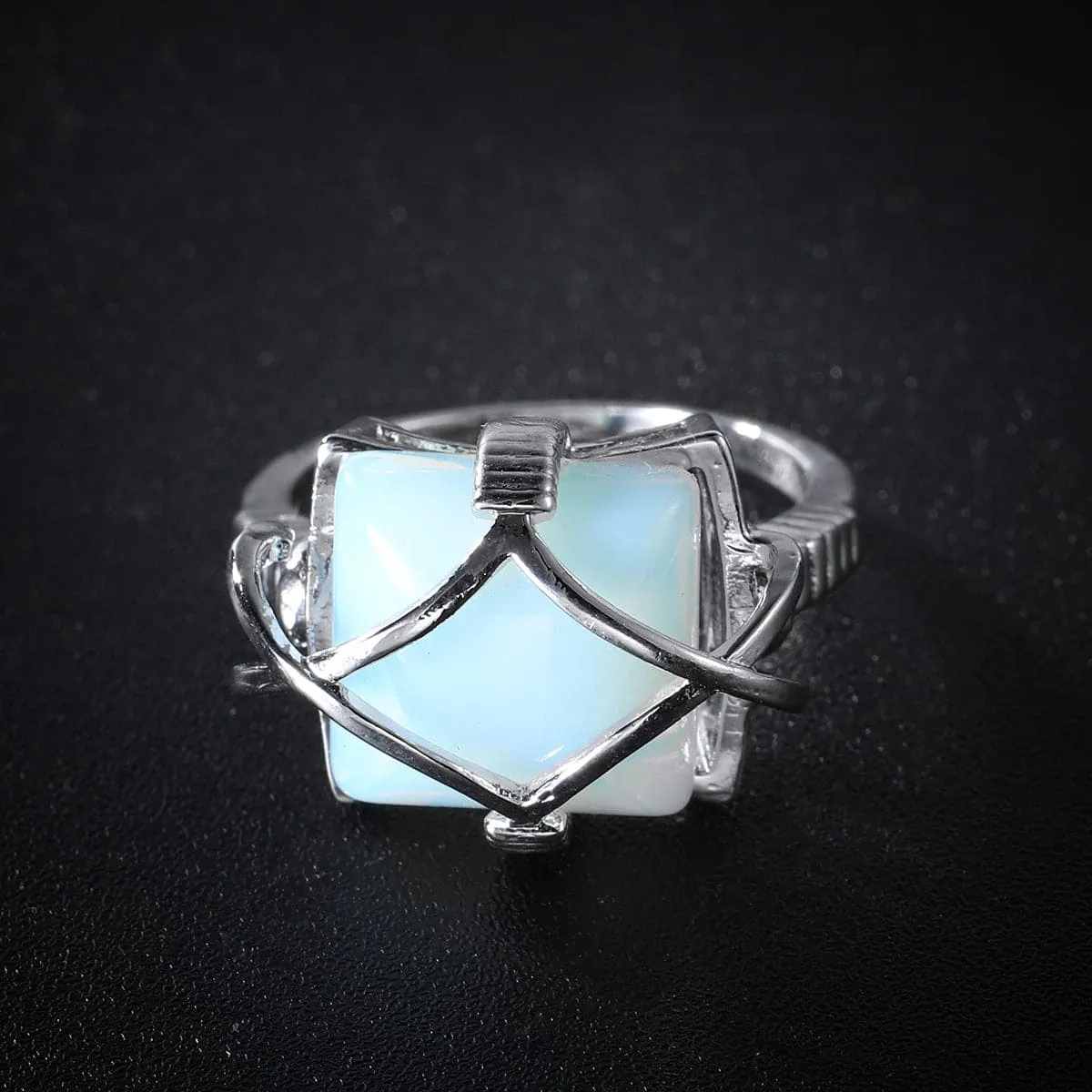 Quartz & Silver-Plated Wire-Wrapped Ring