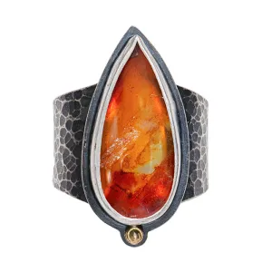 Quartz With Iron Oxide Ring - Sterling   18k Gold - Size 9.5