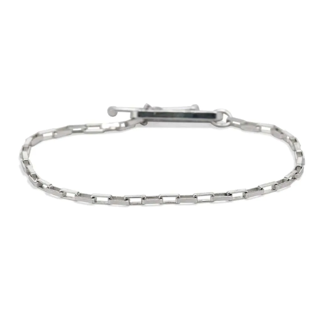 "Caroline" Sterling Silver Box Chain Bracelet with Handmade Toggle Closure