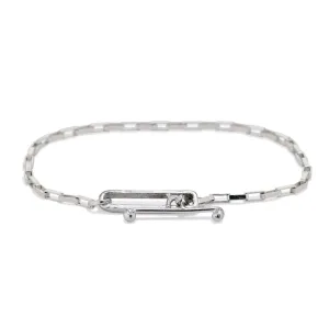 "Caroline" Sterling Silver Box Chain Bracelet with Handmade Toggle Closure