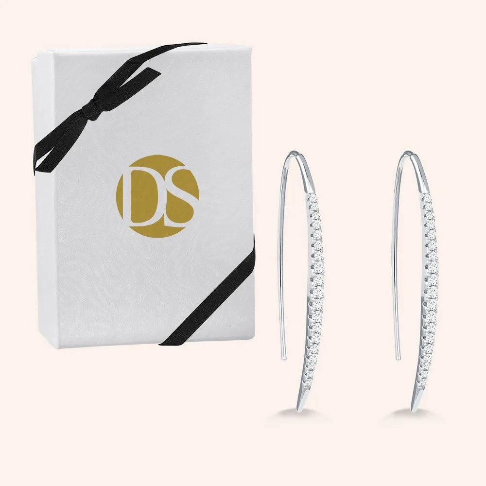 "Illusions" 1.2CTW Pave Linear Drop Earrings