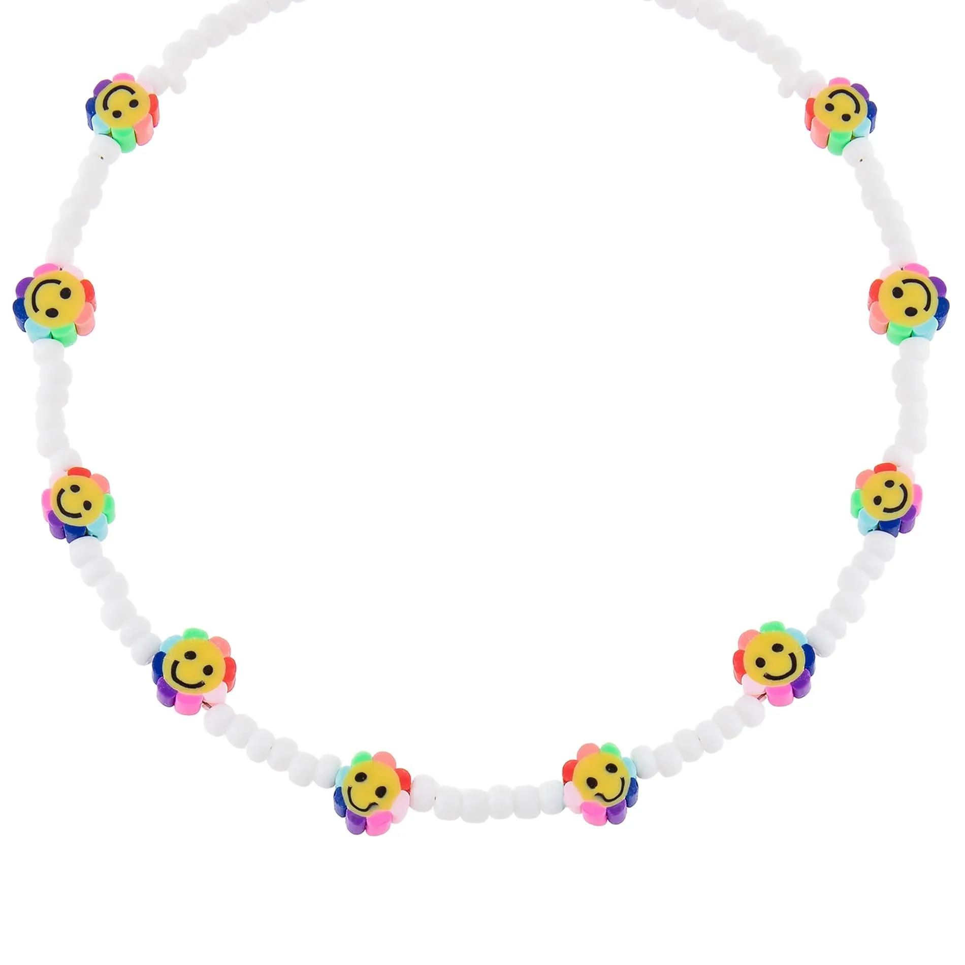 Rainbow Flower Beaded Necklace