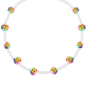 Rainbow Flower Beaded Necklace