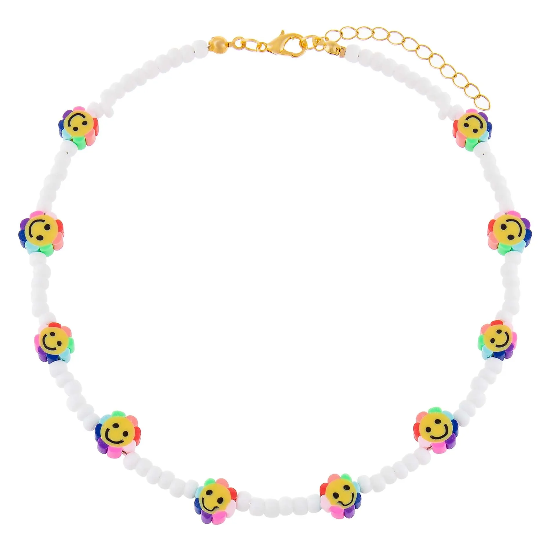 Rainbow Flower Beaded Necklace