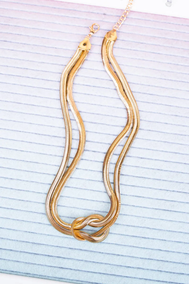Ready Or Knot Goldtone Snake Chain Necklace