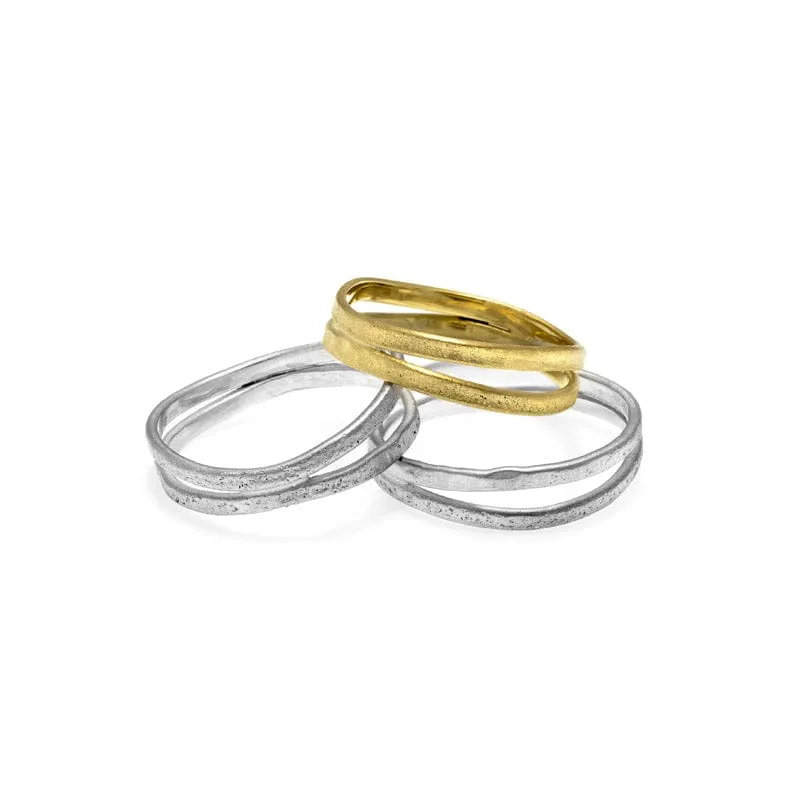Recycled 925 Sterling Silver / Fairtrade Gold Double Nest Rings | 18ct or Silver