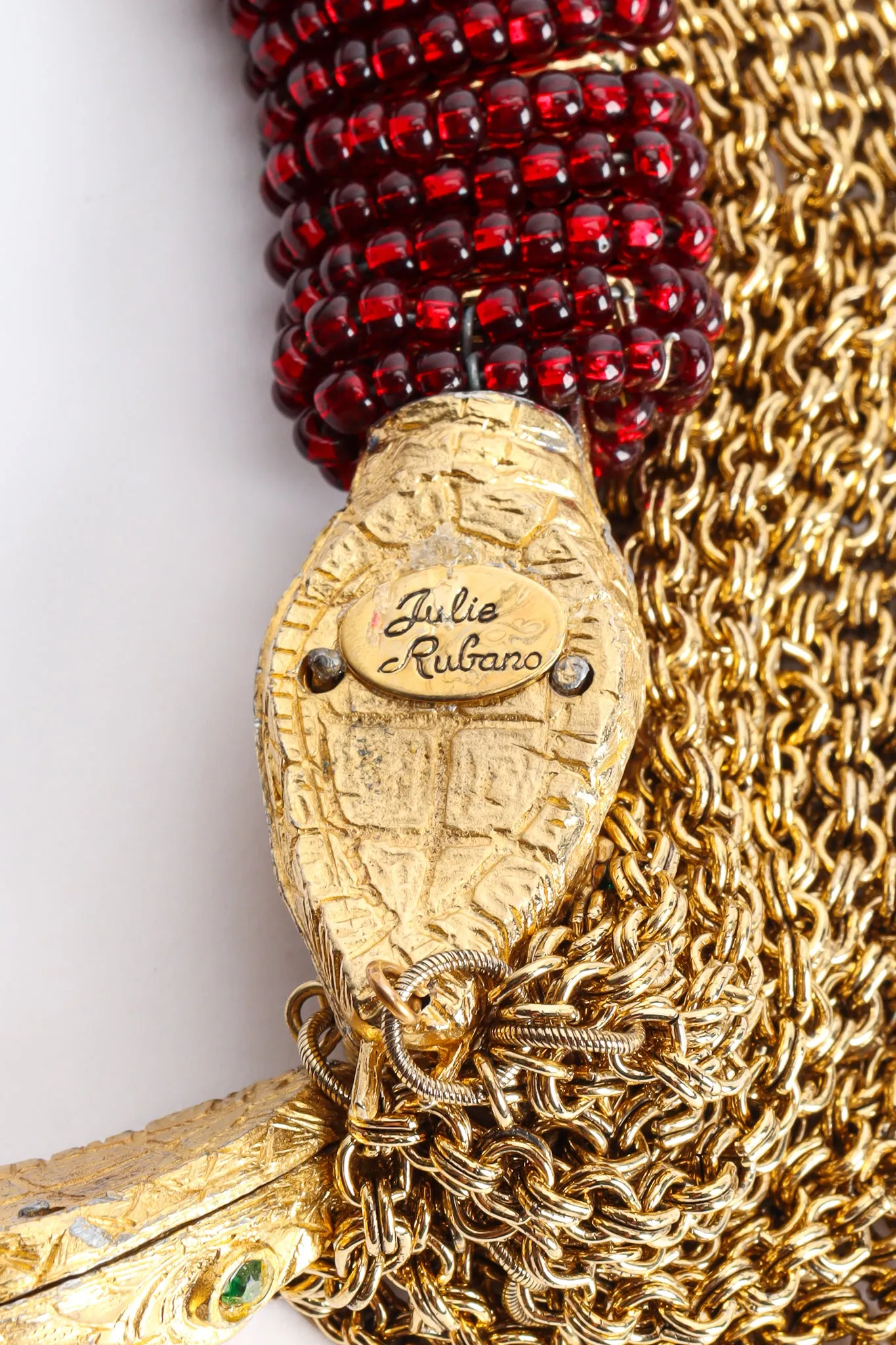 Red Beaded Snake Chain Collar