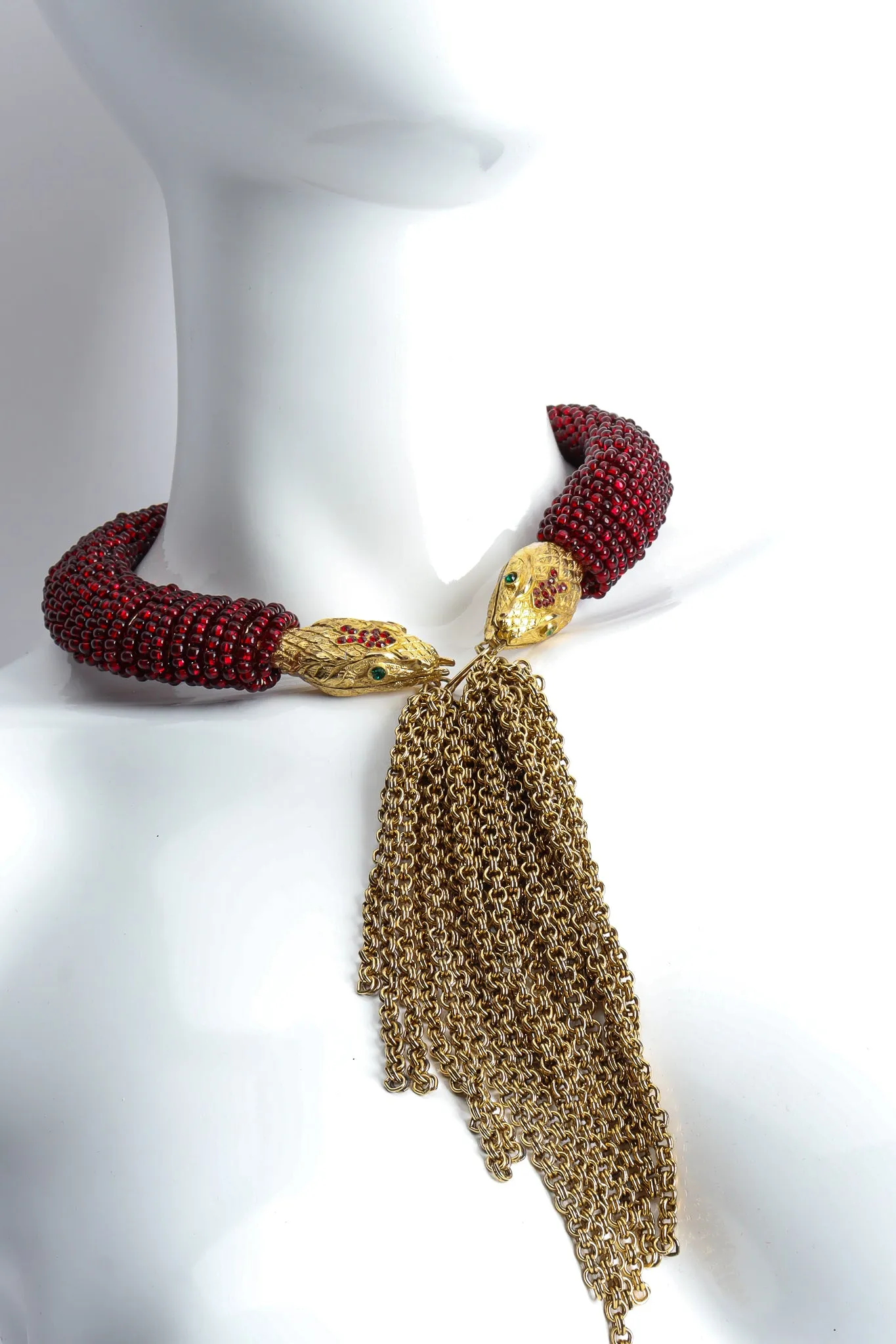 Red Beaded Snake Chain Collar