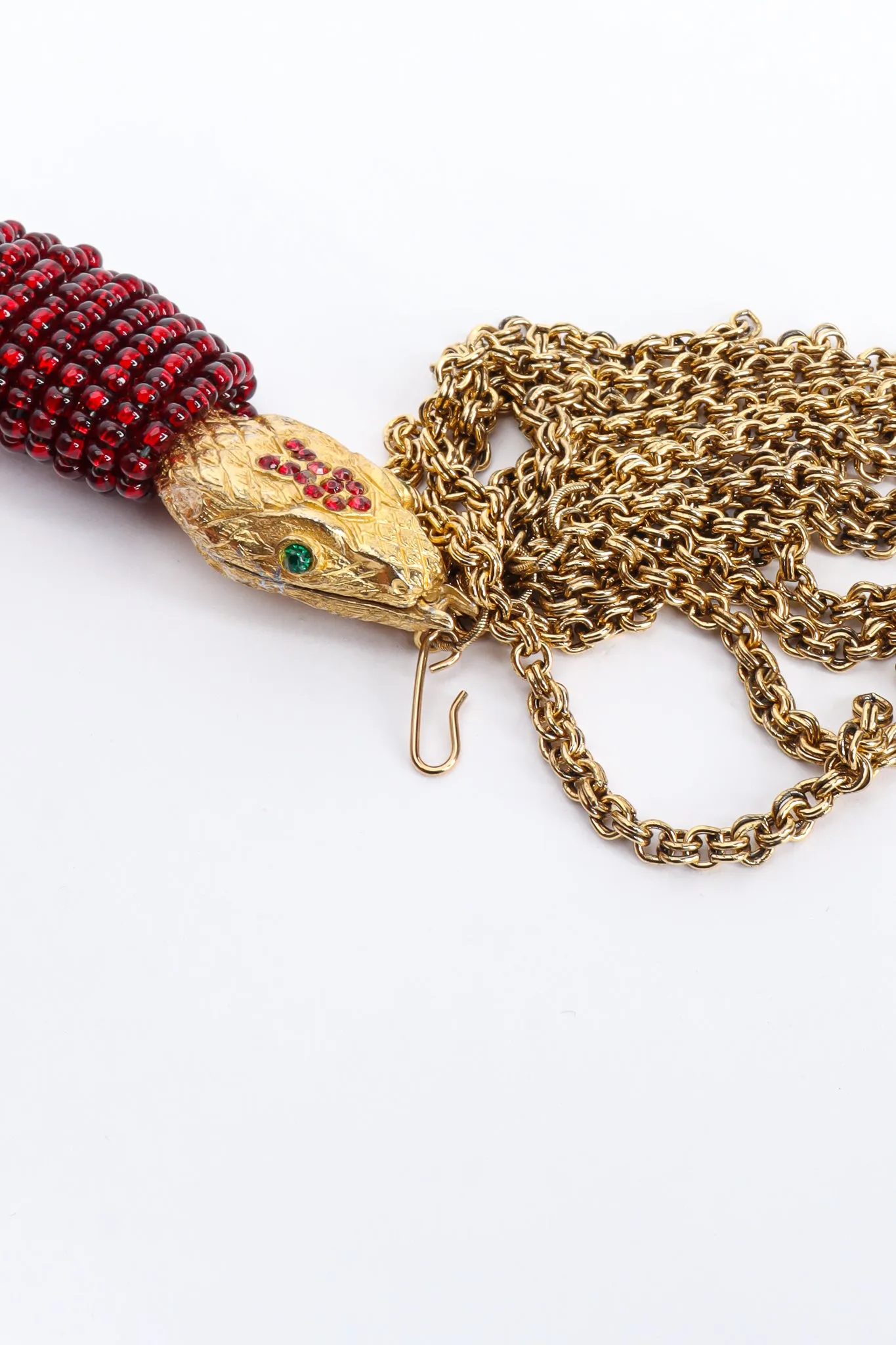Red Beaded Snake Chain Collar