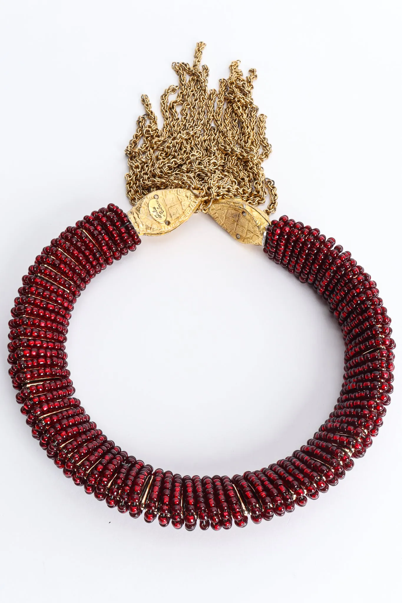 Red Beaded Snake Chain Collar