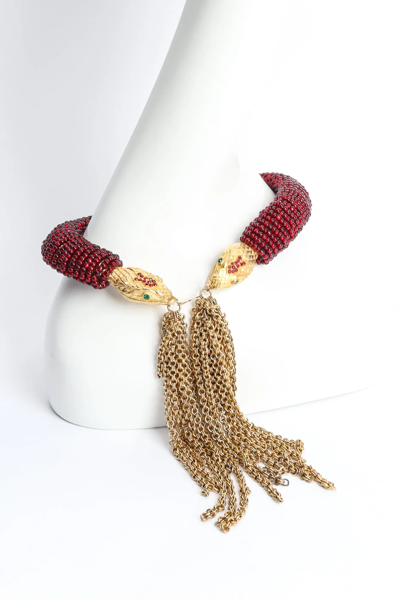 Red Beaded Snake Chain Collar
