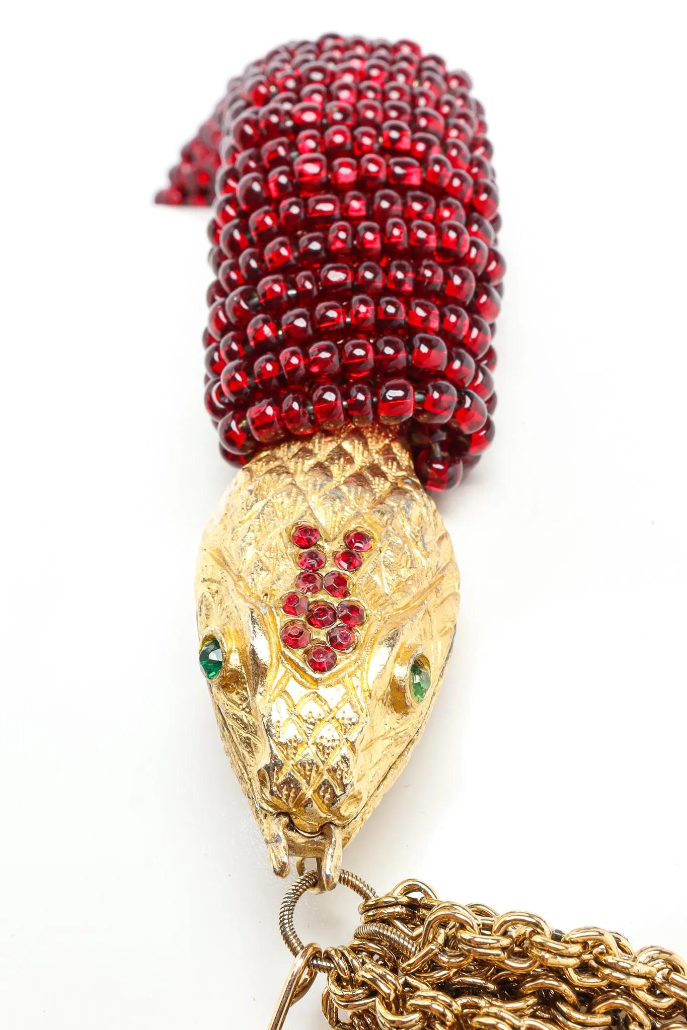 Red Beaded Snake Chain Collar